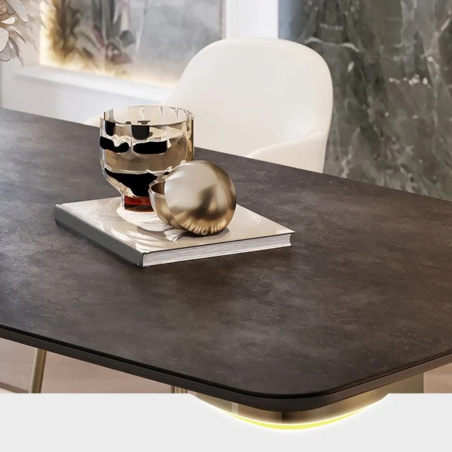Set da tavolo rettangolare pietra sinterizzata Nordic Glam Set da pranzo da 1/4/5/7 pezzi Clearhalo