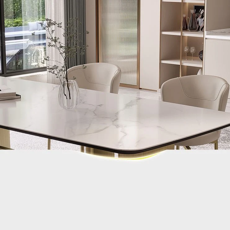 Set da tavolo rettangolare pietra sinterizzata stile nordico glam Set da pranzo da 1/4/5/7 pezzi per la casa Clearhalo