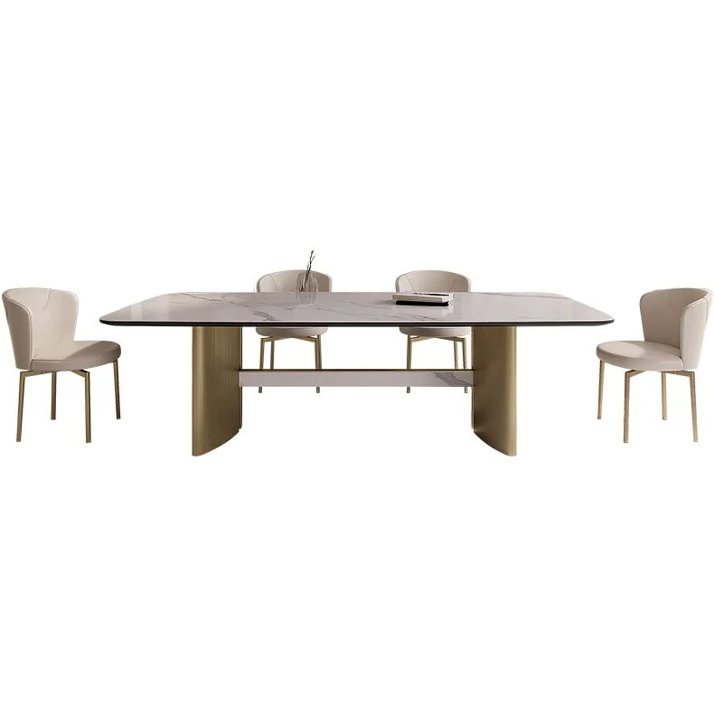 Set da tavolo rettangolare pietra sinterizzata stile nordico glam Set da pranzo da 1/4/5/7 pezzi per la casa Clearhalo