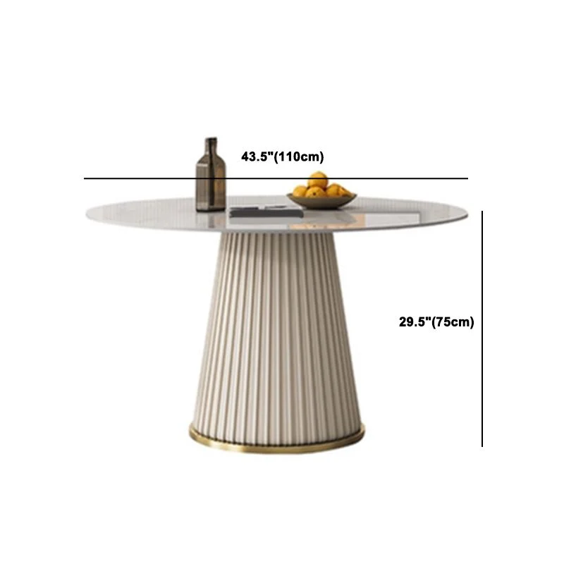 Set da tavolo rotondo moderno pietra sinterizzata Set da pranzo da 1/3/4/5/6/7 pezzi Clearhalo