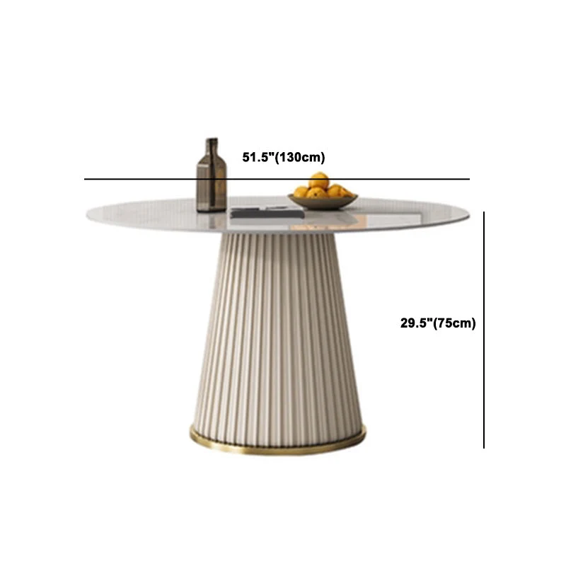 Set da tavolo rotondo moderno pietra sinterizzata Set da pranzo da 1/3/4/5/6/7 pezzi Clearhalo
