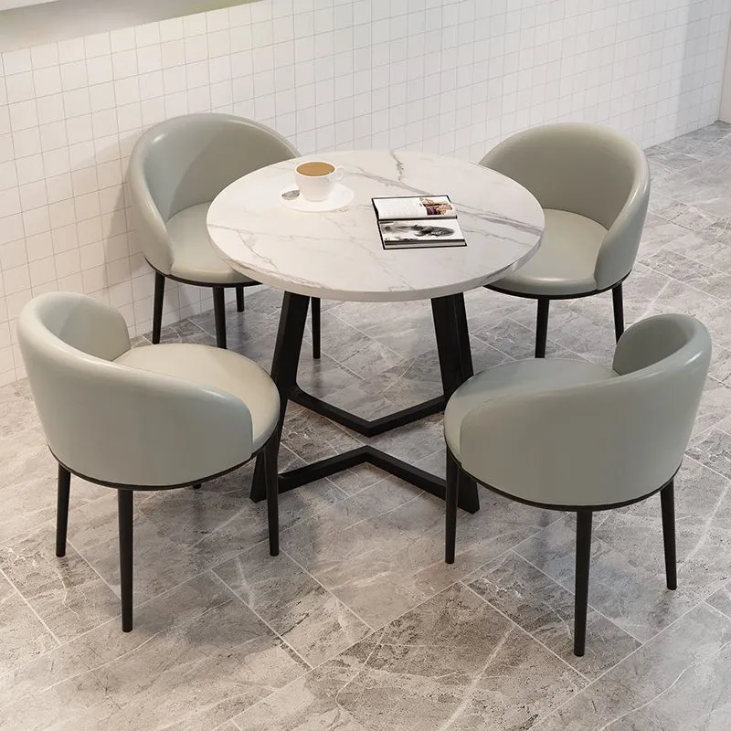 Set tavolo e sedia da pranzo contemporanei di forma rotonda da 5 pezzi Clearhalo