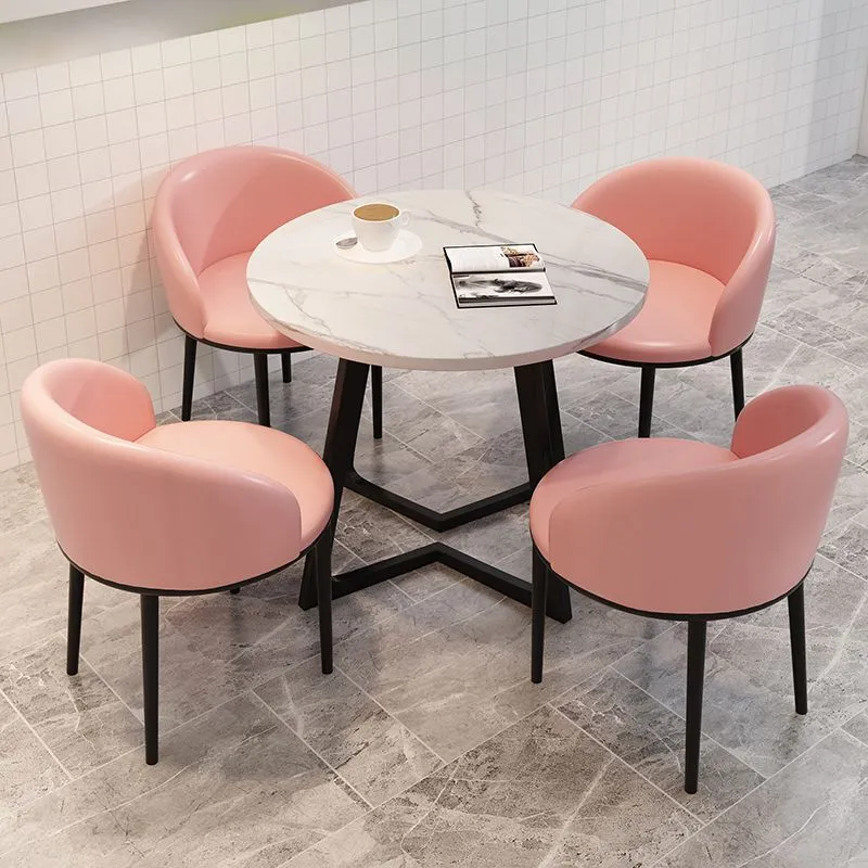 Set tavolo e sedia da pranzo contemporanei di forma rotonda da 5 pezzi Clearhalo