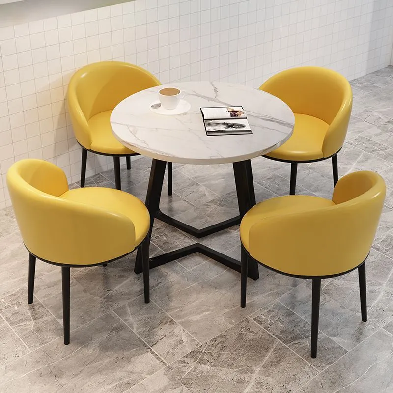 Set tavolo e sedia da pranzo contemporanei di forma rotonda da 5 pezzi Clearhalo