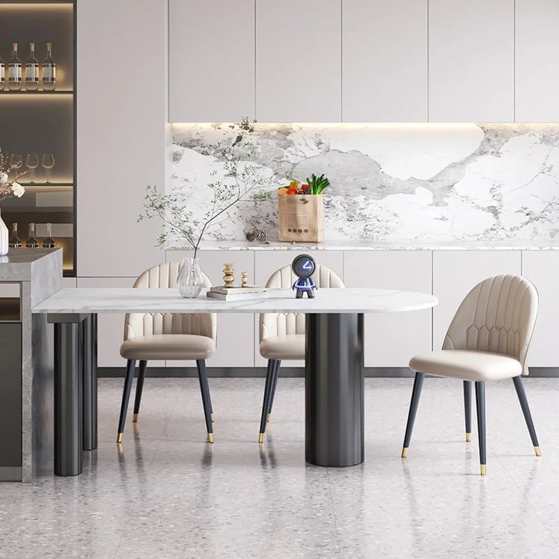 Set tavolo e sedie minimalista per la casa Mobili da pranzo pietra sinterizzata da 1/4/5 pezzi Clearhalo