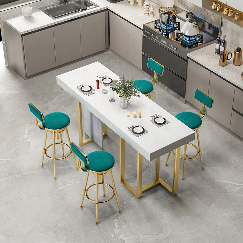 Set tavolo e sgabello da bar 1/2/5 pezzi rettangolare finto marmo Clearhalo