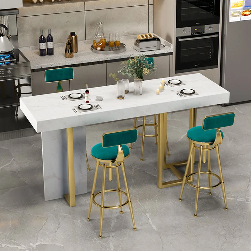 Set tavolo e sgabello da bar 1/2/5 pezzi rettangolare finto marmo Clearhalo