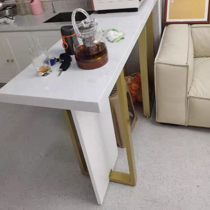 Set tavolo e sgabello da bar 1/2/5 pezzi rettangolare finto marmo Clearhalo