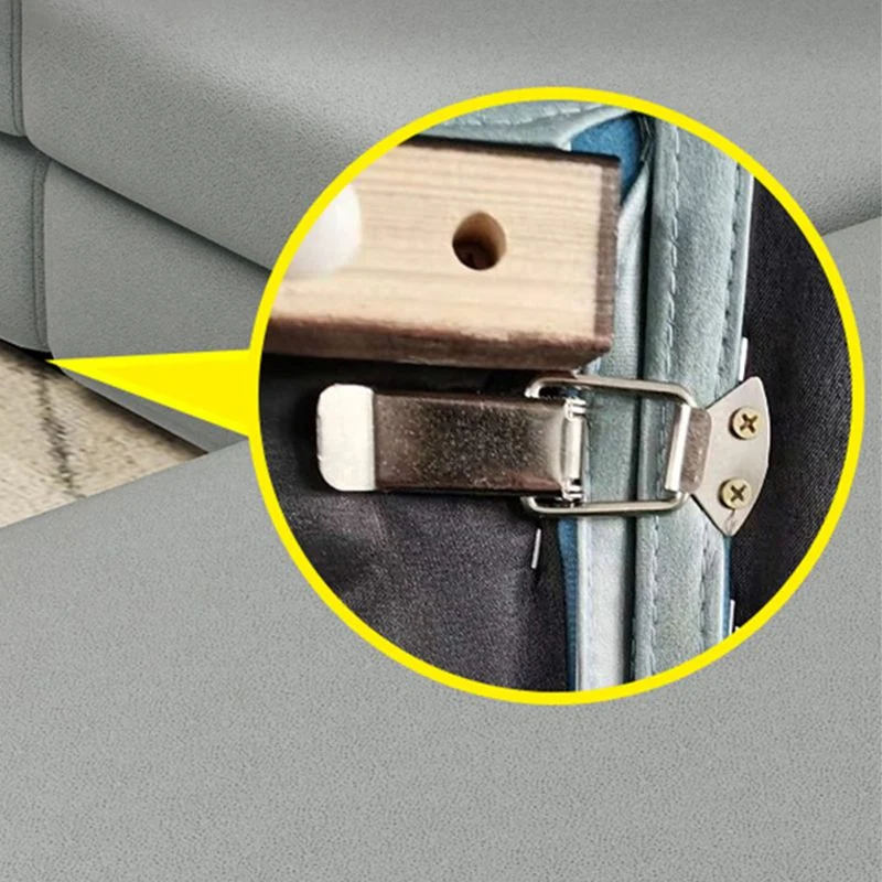 Sezionale scandinavo forma di L con bracciolo imbottito per quattro persone Clearhalo