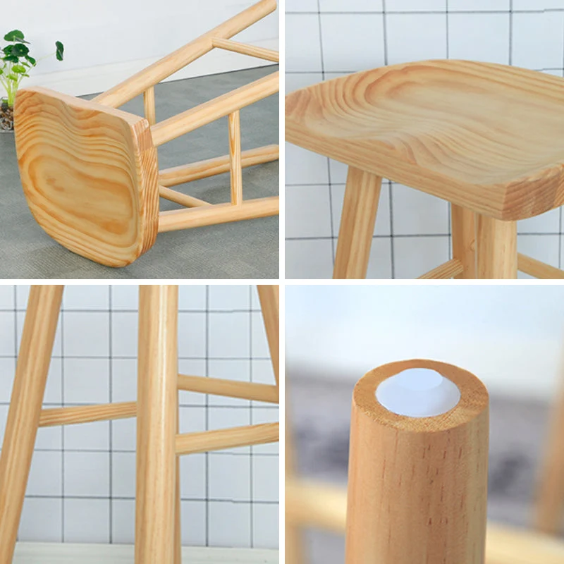 Sgabelli da banconi moderni legno massello Sgabello da bar con sedile sagomato senza schienale per negozio Clearhalo