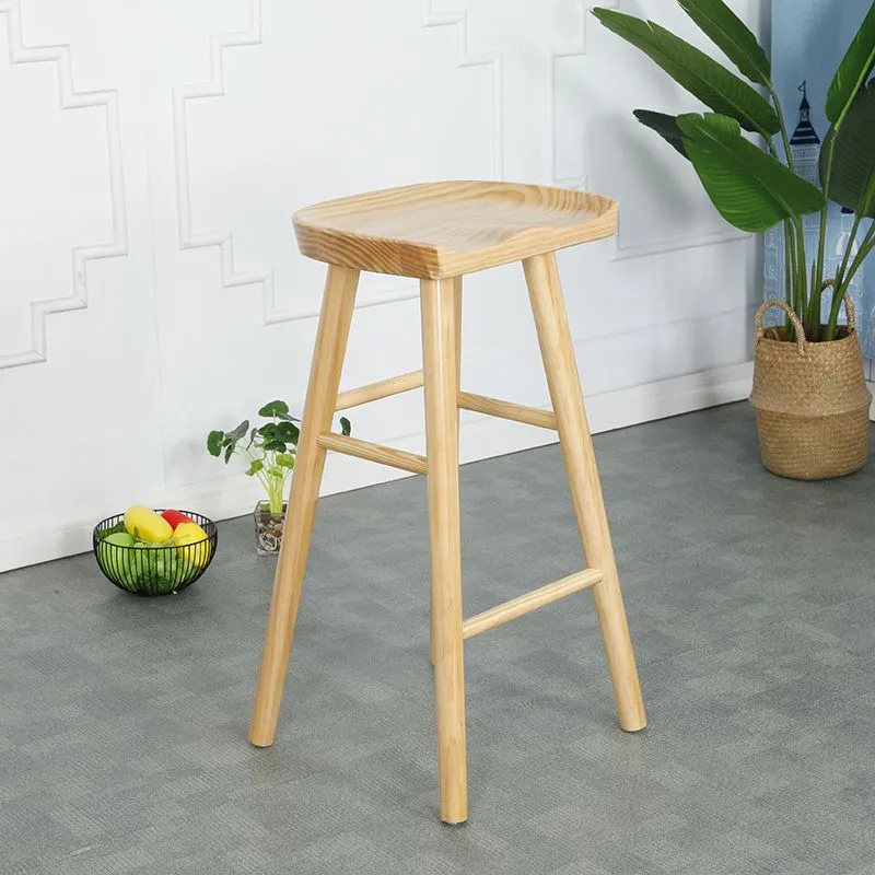 Sgabelli da banconi moderni legno massello Sgabello da bar con sedile sagomato senza schienale per negozio Clearhalo