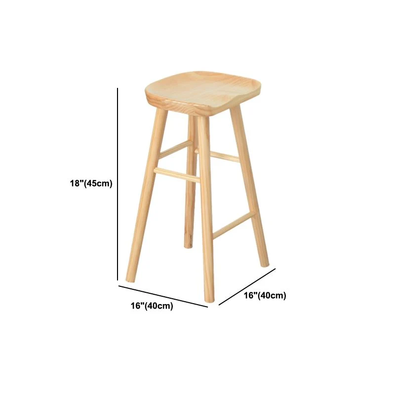 Sgabelli da banconi moderni legno massello Sgabello da bar con sedile sagomato senza schienale per negozio Clearhalo