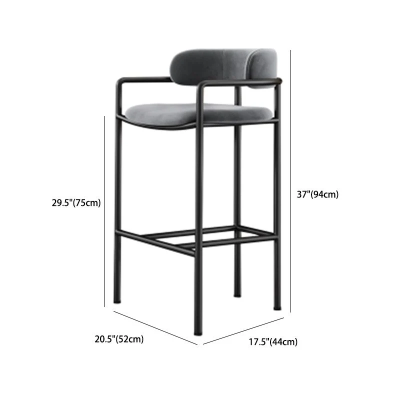 Sgabelli da bar armati stile Glam Sgabello da bar con schienale basso tessuto per ristorante Clearhalo
