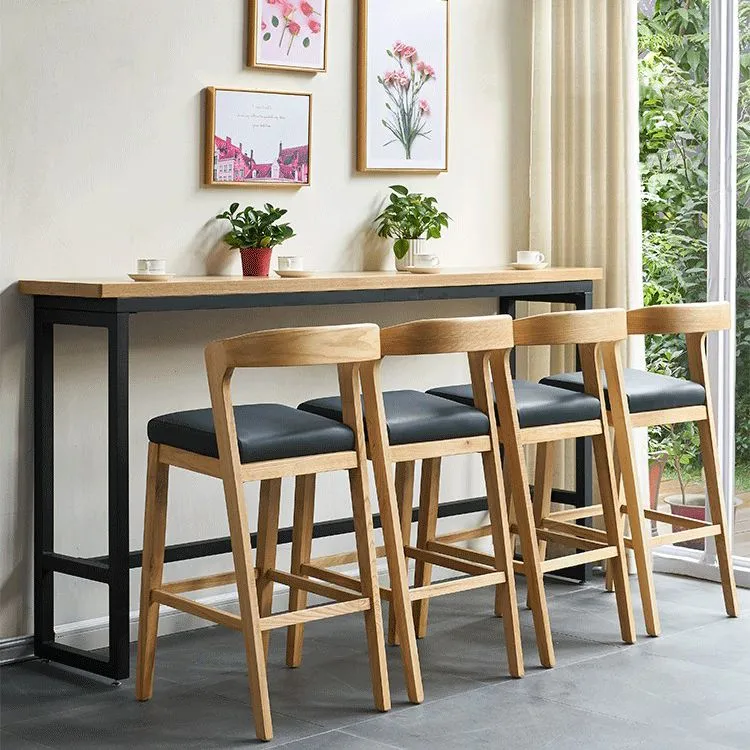 Sgabelli da bar contemporanei legno massello e pelle Sgabello da bar per interni con schienale basso Clearhalo