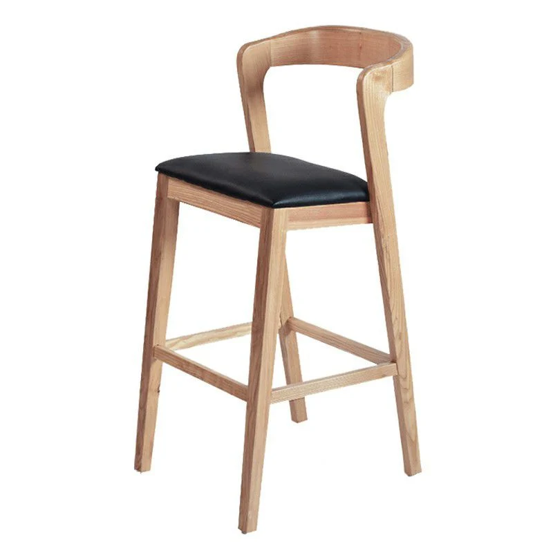 Sgabelli da bar contemporanei legno massello e pelle Sgabello da bar per interni con schienale basso Clearhalo