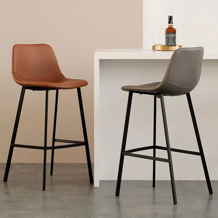 Sgabelli da bar contemporanei pelle mentale Sgabello da bar per interni con gambe ferro e schienale basso Clearhalo