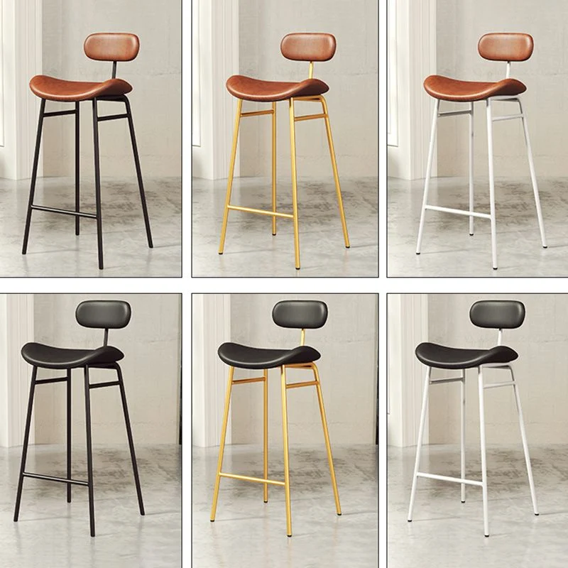 Sgabelli da bar ecopelle Sgabello da bar scandinavo con schienale basso e senza braccioli con 4 gambe ferro Clearhalo