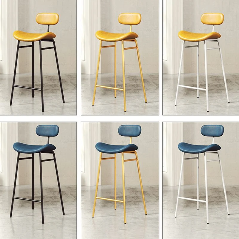 Sgabelli da bar ecopelle Sgabello da bar scandinavo con schienale basso e senza braccioli con 4 gambe ferro Clearhalo