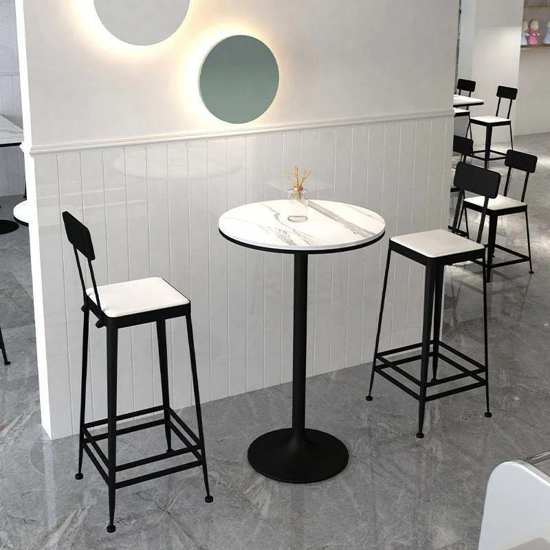 Sgabelli da bar quadrati glamour metallo poggiapiedi sgabello da bar con schienale da caffetteria Clearhalo