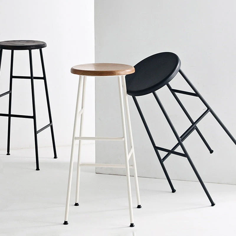 Sgabelli da bar rotondi da caffetteria moderni legno massello ad altezza poggiapiedi Clearhalo