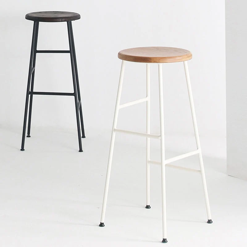 Sgabelli da bar rotondi da caffetteria moderni legno massello ad altezza poggiapiedi Clearhalo