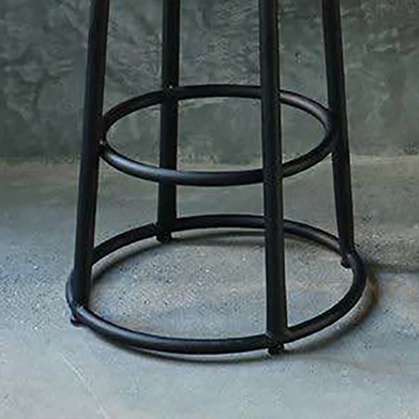 Sgabelli da bar rotondi industriali Sgabello da bancone poggiapiedi nero legno massello per negozio Clearhalo
