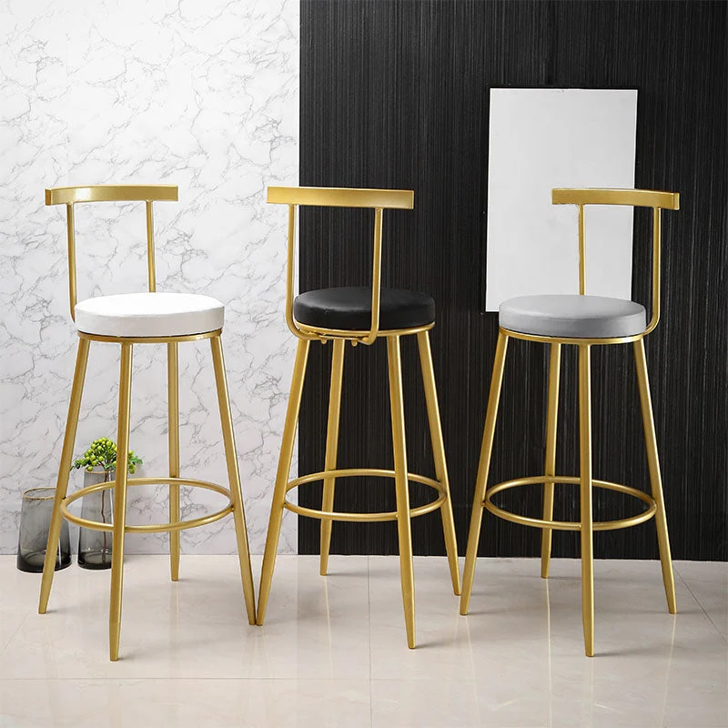 Sgabelli da bar rotondi senza braccioli tessuto imbottiti stile nordico per la casa Clearhalo