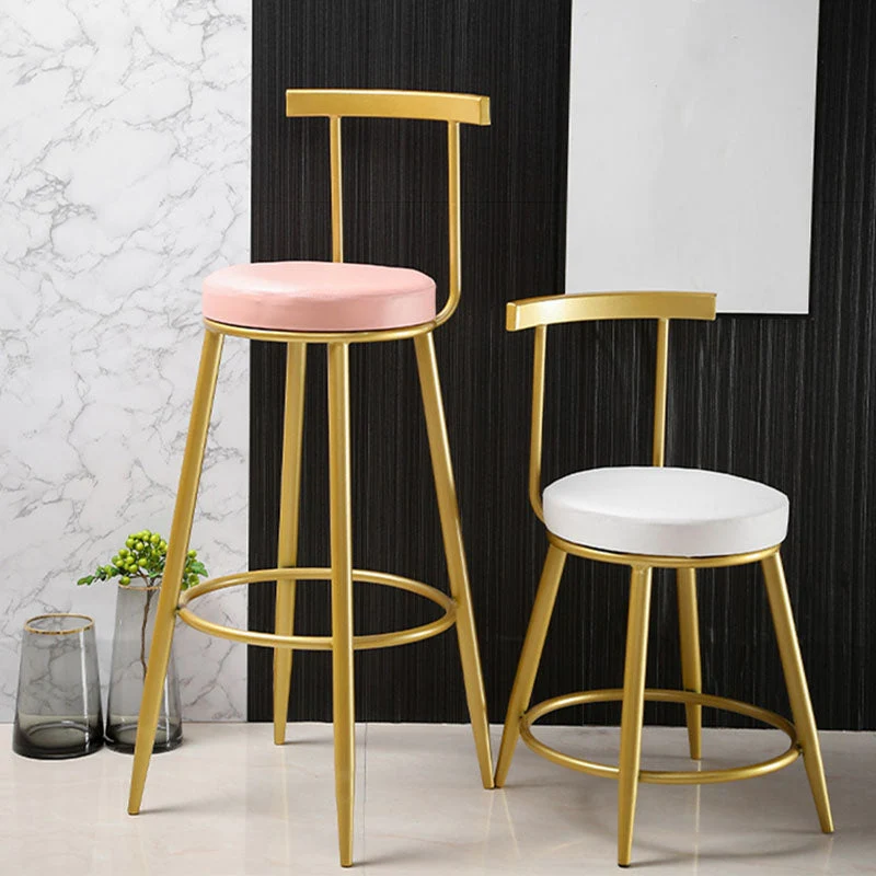 Sgabelli da bar rotondi senza braccioli tessuto imbottiti stile nordico per la casa Clearhalo