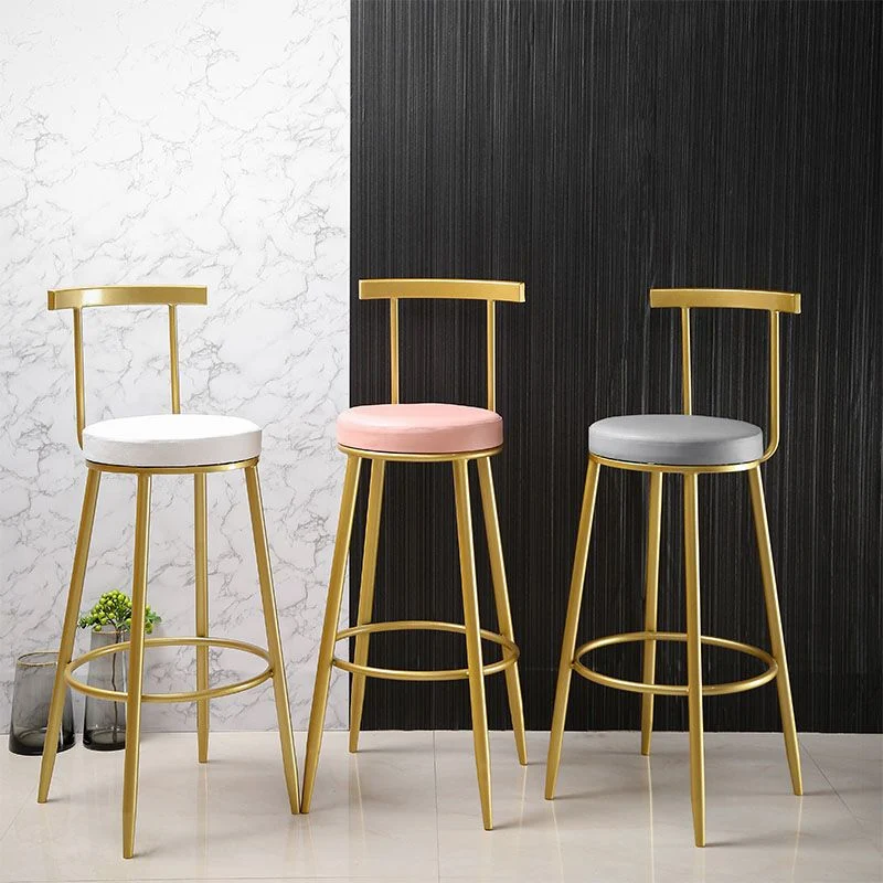 Sgabelli da bar rotondi senza braccioli tessuto imbottiti stile nordico per la casa Clearhalo