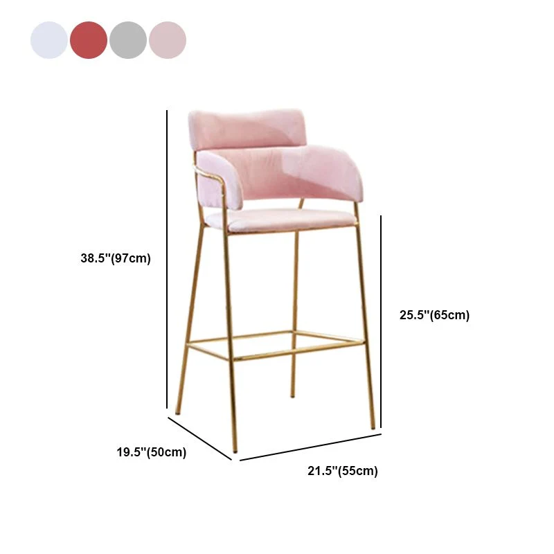 Sgabelli da bar scandinavi con sedile avvolgente Sgabello da bar con braccioli tessuto con 4 gambe dorate Clearhalo