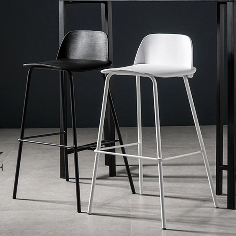 Sgabelli da bar scandinavi plastica Sgabello da bar senza braccioli con schienale basso e 4 gambe ferro Clearhalo