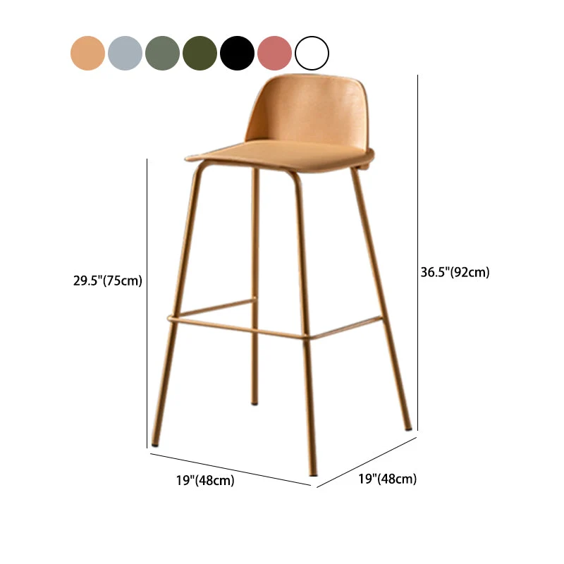 Sgabelli da bar scandinavi plastica Sgabello da bar senza braccioli con schienale basso e 4 gambe ferro Clearhalo