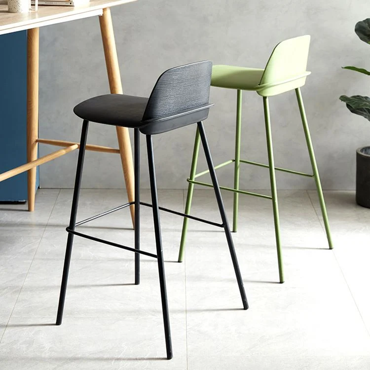 Sgabelli da bar scandinavi plastica Sgabello da bar con schienale basso e 4 gambe ferro Clearhalo