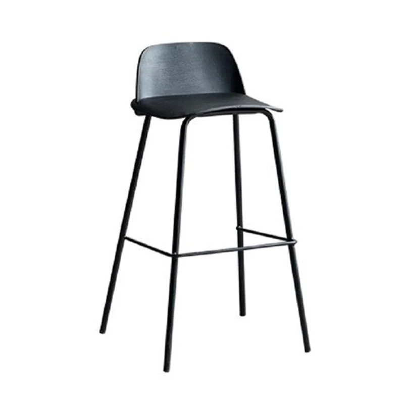 Sgabelli da bar scandinavi plastica Sgabello da bar con schienale basso e 4 gambe ferro Clearhalo