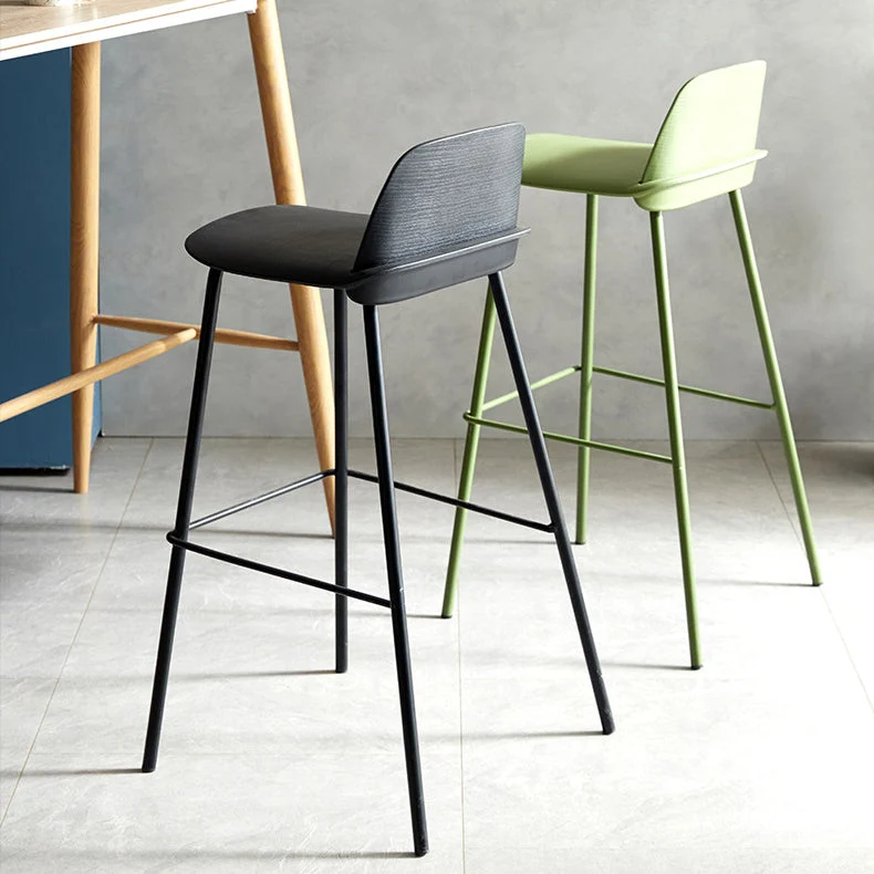 Sgabelli da bar scandinavi plastica Sgabello da bar con schienale basso e 4 gambe ferro Clearhalo