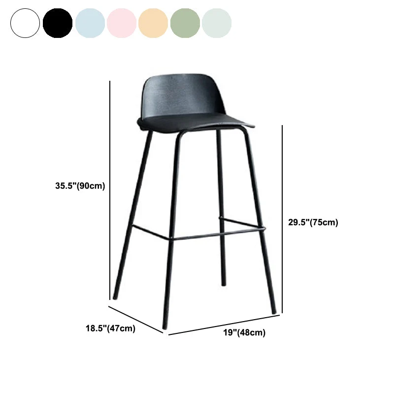 Sgabelli da bar scandinavi plastica Sgabello da bar con schienale basso e 4 gambe ferro Clearhalo