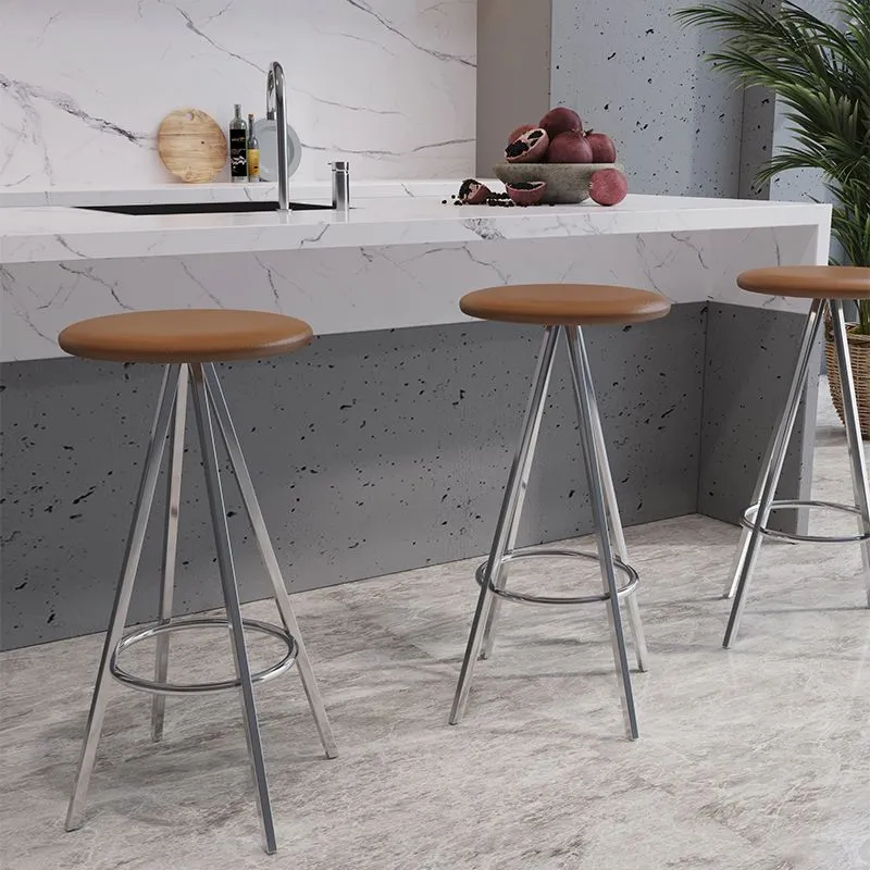 Sgabelli da bar stile industriale Sedute pelle Sgabelli da bancone 3 gambe metallo per sala da pranzo Clearhalo