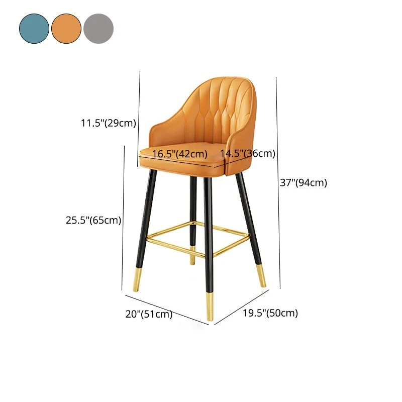Sgabelli con schienale basso armati stile scandinavo per sgabello da bancone pelle per la casa Clearhalo