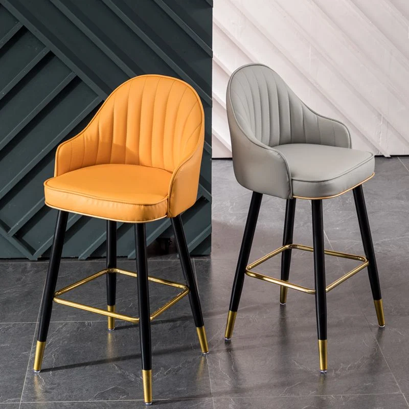 Sgabelli con schienale basso armati stile scandinavo per sgabello da bancone pelle per la casa Clearhalo