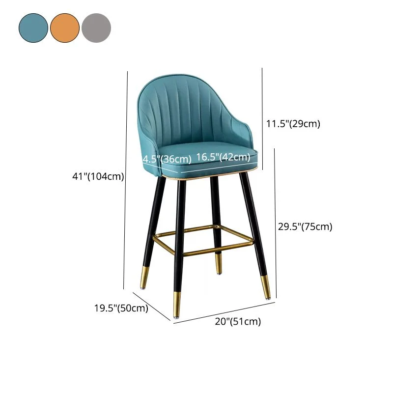Sgabelli con schienale basso armati stile scandinavo per sgabello da bancone pelle per la casa Clearhalo