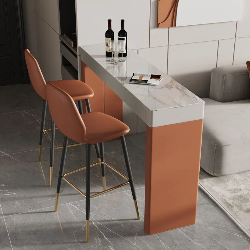 Sgabelli contemporanei senza braccioli con poggiapiedi arancione Clearhalo