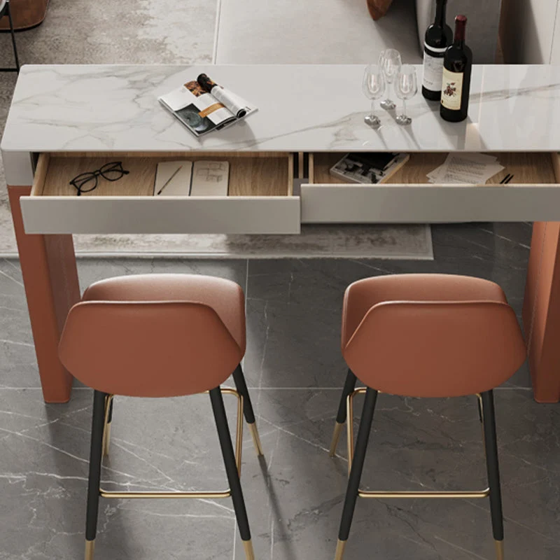 Sgabelli contemporanei senza braccioli con poggiapiedi arancione Clearhalo