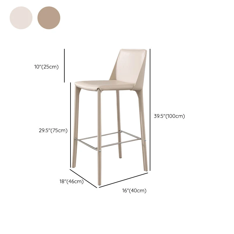 Sgabello alto da bancone moderno con schienale da 39 pollici di altezza e cuscino pelle Clearhalo