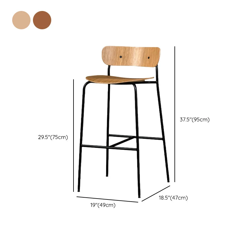 Sgabello alto da bancone moderno legno massello e metallo con schienale e 4 gambe Clearhalo