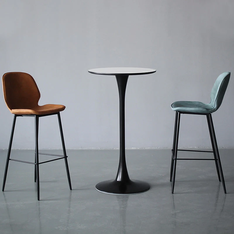Sgabello alto da bar senza braccioli con schienale moderno, ferro, con cuscino pelle Clearhalo