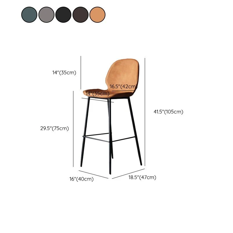 Sgabello alto da bar senza braccioli con schienale moderno, ferro, con cuscino pelle Clearhalo