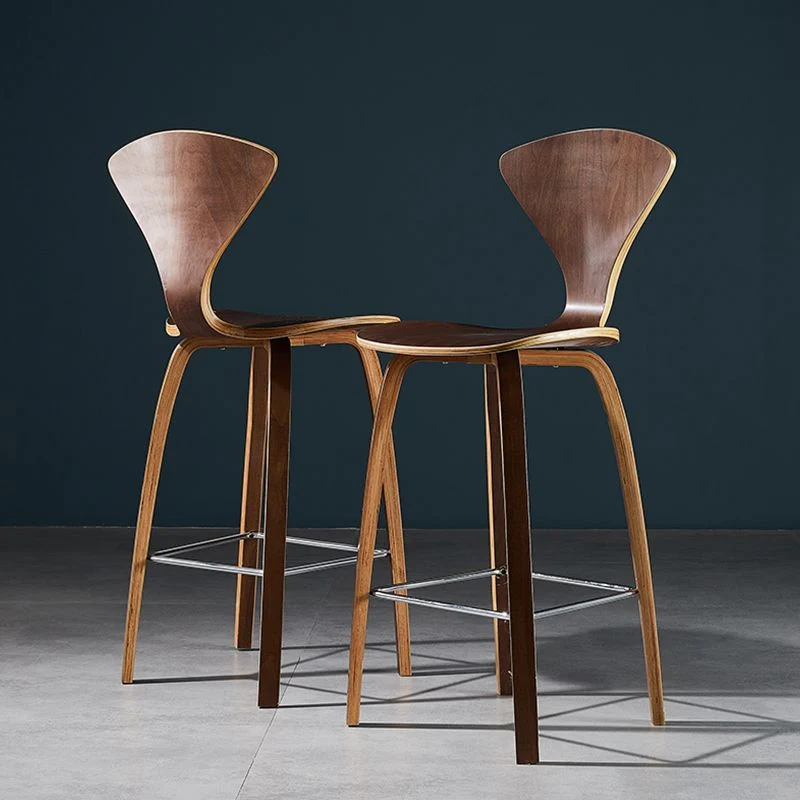 Sgabello alto moderno da bancone con schienale legno massello e 4 gambe Clearhalo