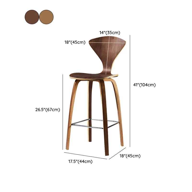 Sgabello alto moderno da bancone con schienale legno massello e 4 gambe Clearhalo