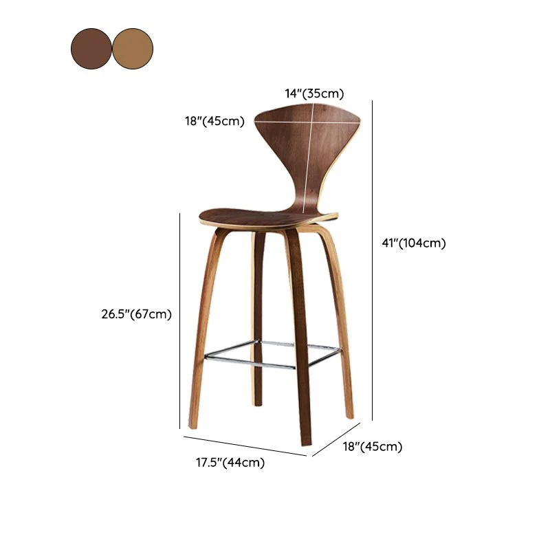 Sgabello alto moderno da bancone con schienale legno massello e 4 gambe Clearhalo