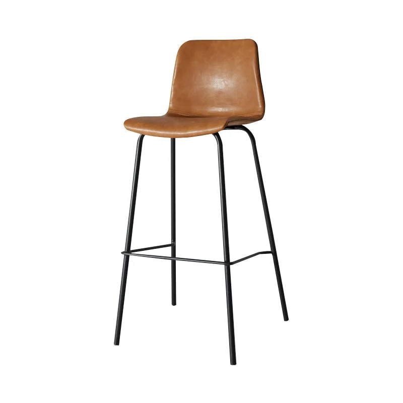 Sgabello da bancone con poggiapiedi con schienale basso Sgabello da bar moderno pelle per interni Clearhalo